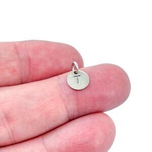 Vintage Sterling Silver 925 Initial T Disc Charm